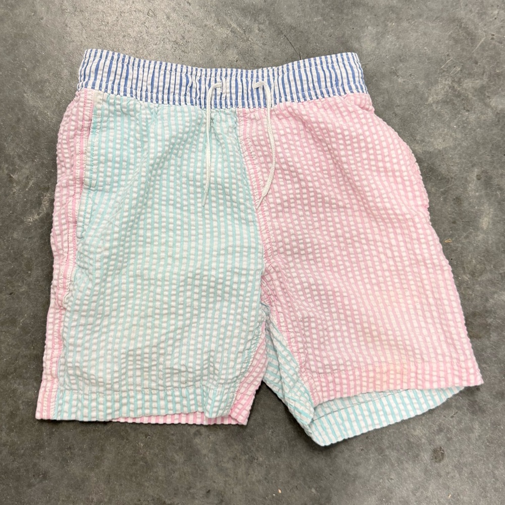 J Crew Crewcuts boys swim trunks searsucker size 12